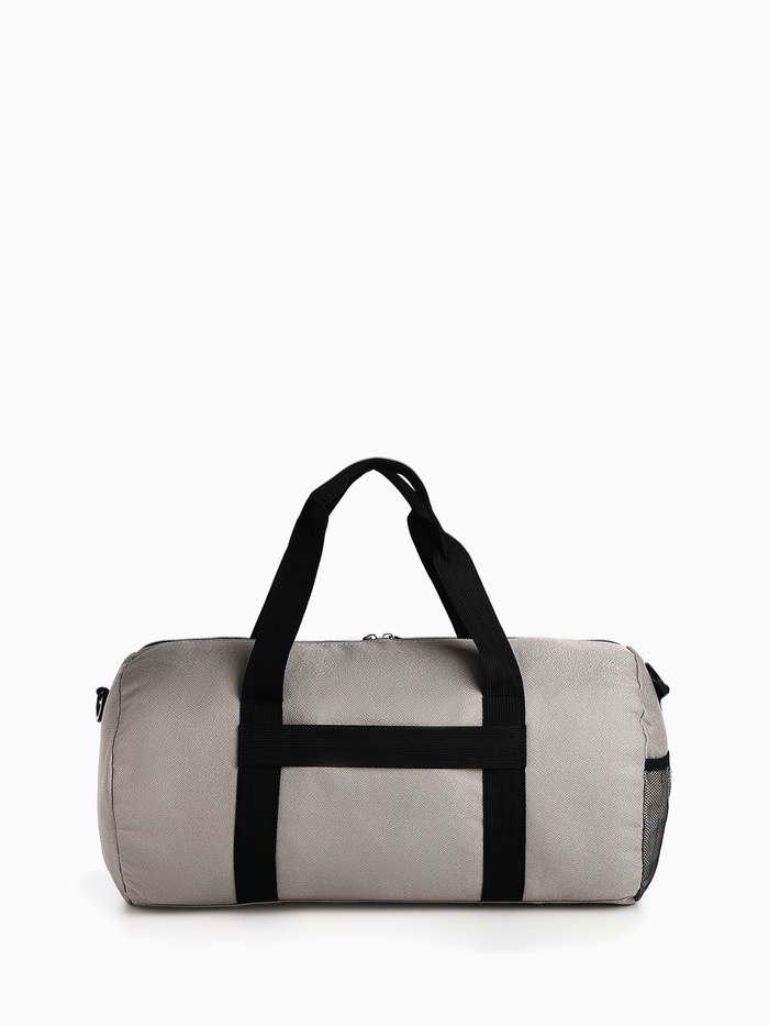 Сумка дорожная на молнии, боковой карман/сетка, держатель для чемодана, длинный ремень, серая