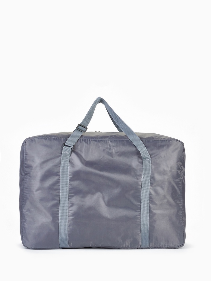 Сумка дорожная на молнии, складная в косметичку, наружный карман, держатель для чемодана, серая, оранжевая