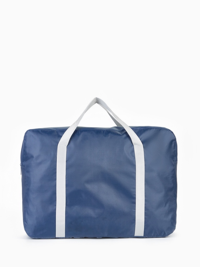 Сумка дорожная на молнии, наружный карман, держатель для чемодана, синяя