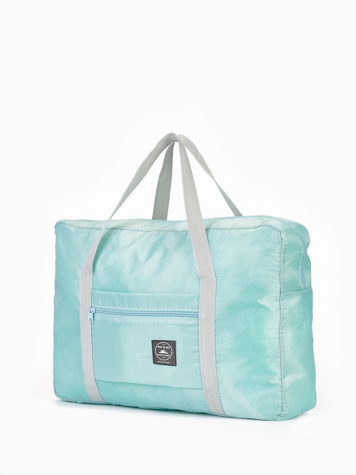 Сумка дорожная на молнии, наружный карман, держатель для чемодана, голубая