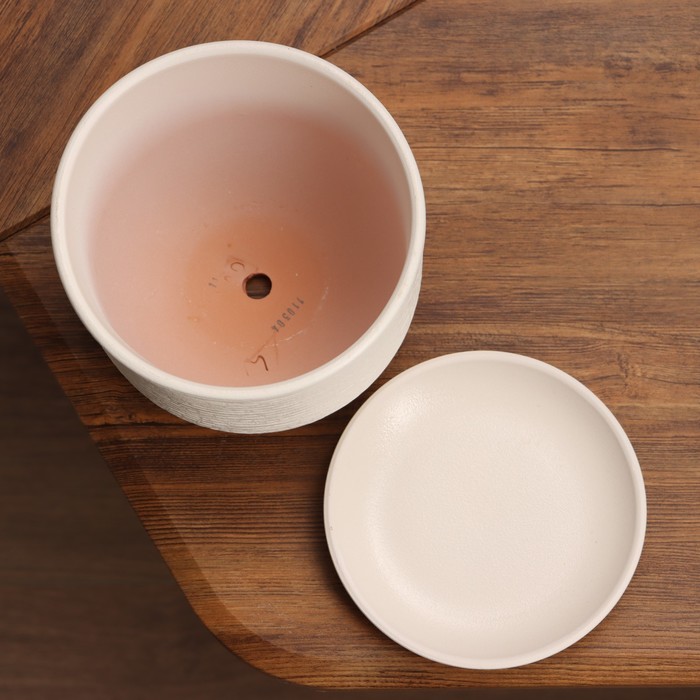 Горшок для цветов «Лоза», 1.6 л, d=15.5 см, h=12.5 см, керамика, бежевый