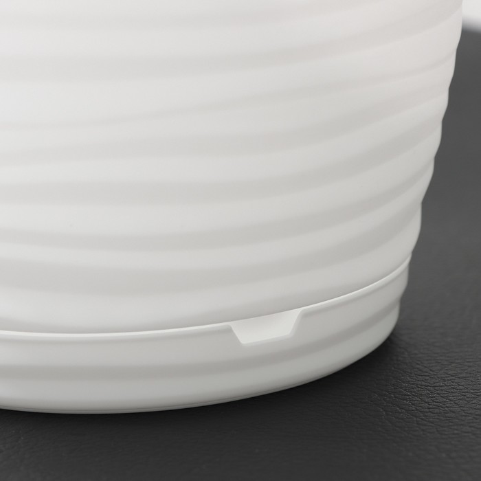 Горшок для цветов с поддоном Saffron, 1.5 л, d=14.6 см, h=13.5 см, пластиковый, белый