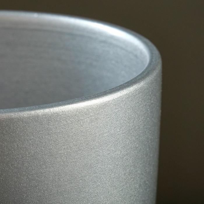 Горшок для цветов «Металлик №3», керамический, с поддоном, 1.6 л, d=15 см, серый