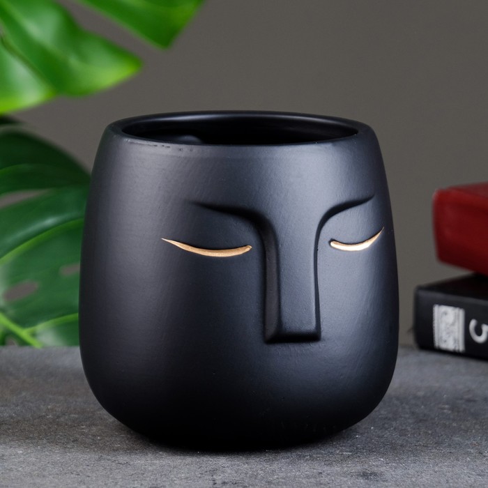 Горшок для цветов «Мистер Твикс» керамический, 1 л, 12×12×12 см, чёрный