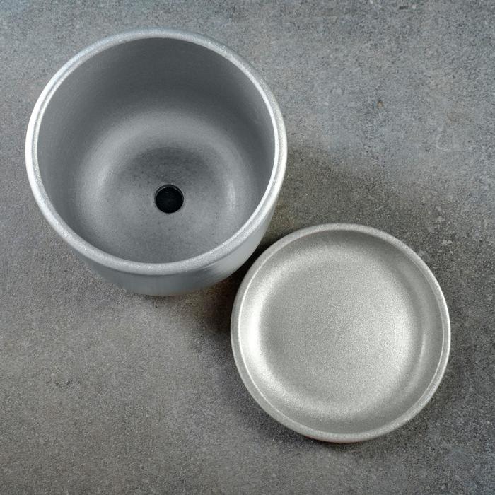 Горшок для цветов «Металлик №2», керамический, с поддоном, 850 мл, d=12 см, серый