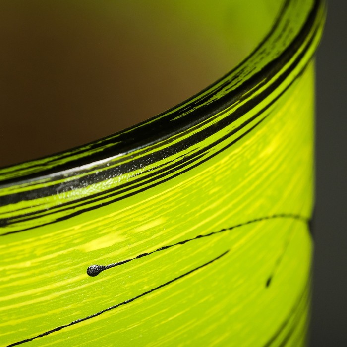 Горшок для цветов «Листья», керамический, с поддоном, 5 л, ярко-зелёный с рисунком