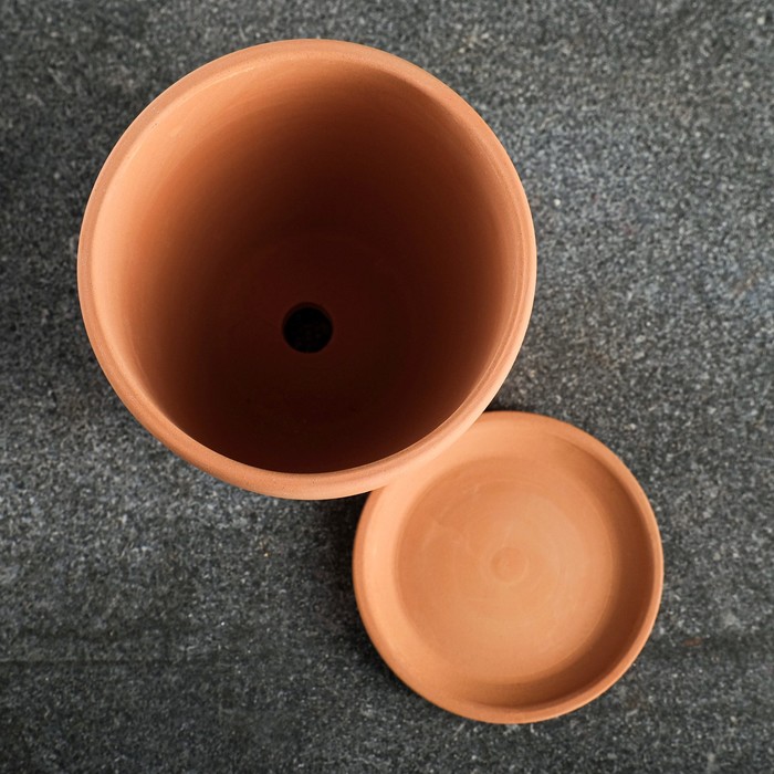 Горшок для цветов, «Терра», 800 мл, d=11.5 см, h=10.5 см, керамический, с поддоном, коричневый