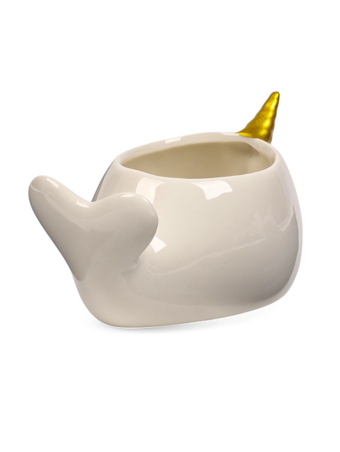 Горшок для цветов «Нарвал», керамический, 150 мл, 13×8×7 см, белый