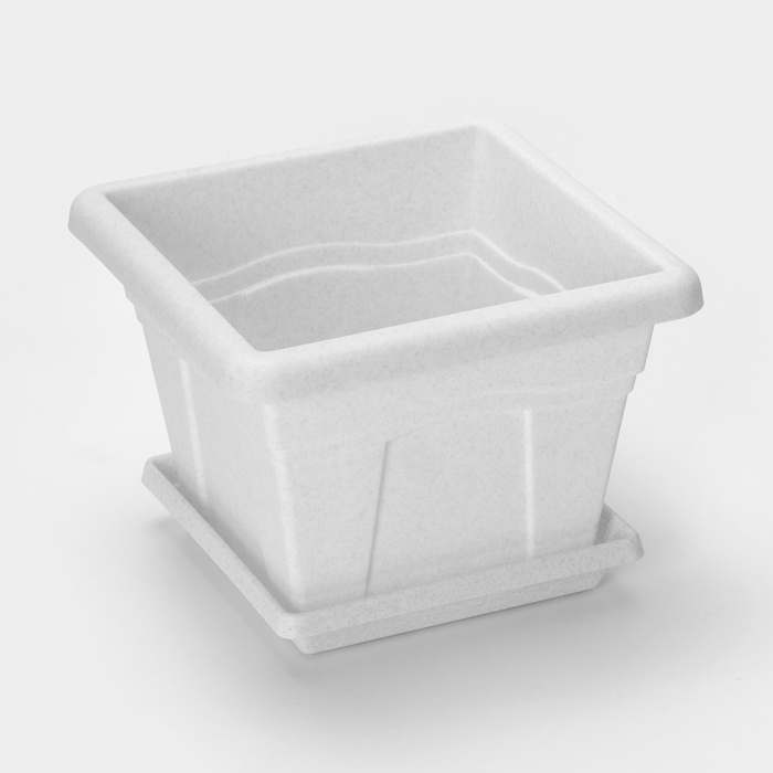 Горшок для цветов с поддоном «Квадро», 12.2 л, пластиковый, цвет мраморный