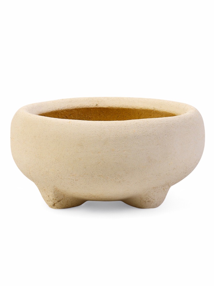 Фигурное кашпо для цветов «Плошка», 1 л, 19×8×19 см, шамот, цвет слоновая кость