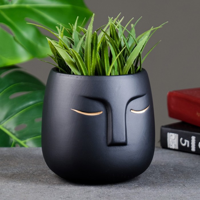 Горшок для цветов «Мистер Твикс» керамический, 1 л, 12×12×12 см, чёрный