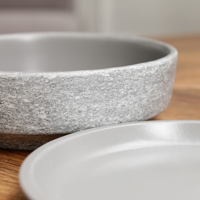 Горшок для цветов «Бонсай» керамический, с поддоном, для кактусов и суккулентов, 500 мл, серый