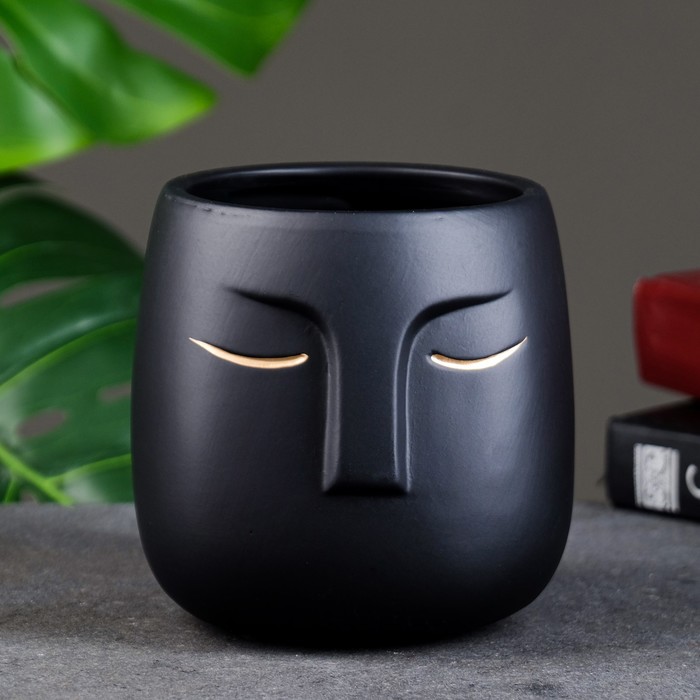 Горшок для цветов «Мистер Твикс» керамический, 1 л, 12×12×12 см, чёрный