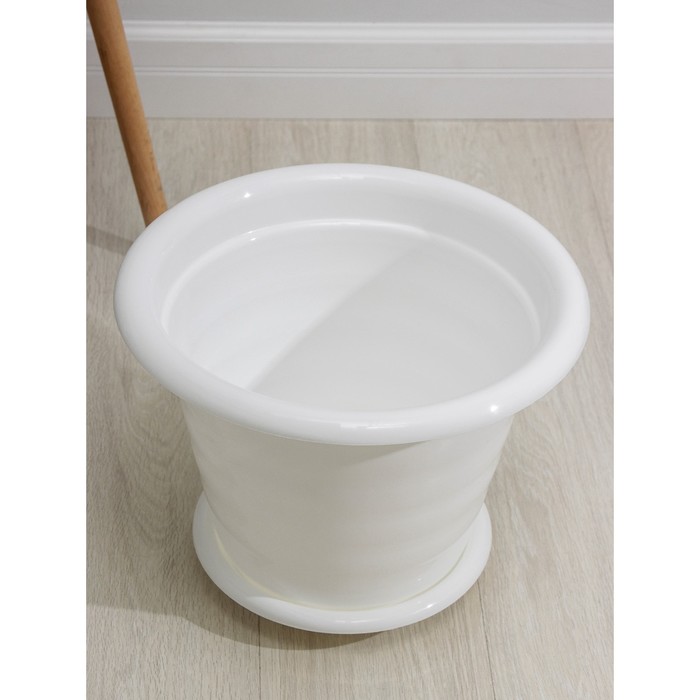 Горшок для цветов с поддоном «Виола», 16 л, пластиковый, белый