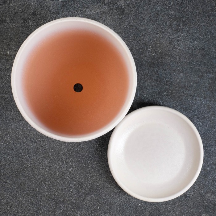 Горшок для цветов «Хоккайдо», керамический, с поддоном, 1.7 л, белый с голубым орнаментом