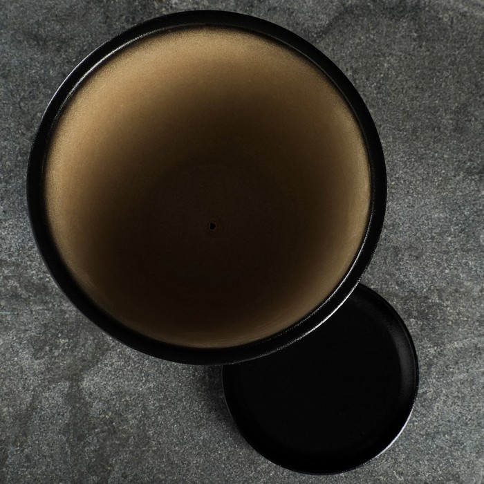 Горшок для цветов «Космос», керамический, с поддоном, 8 л, чёрный с серебряными полосками