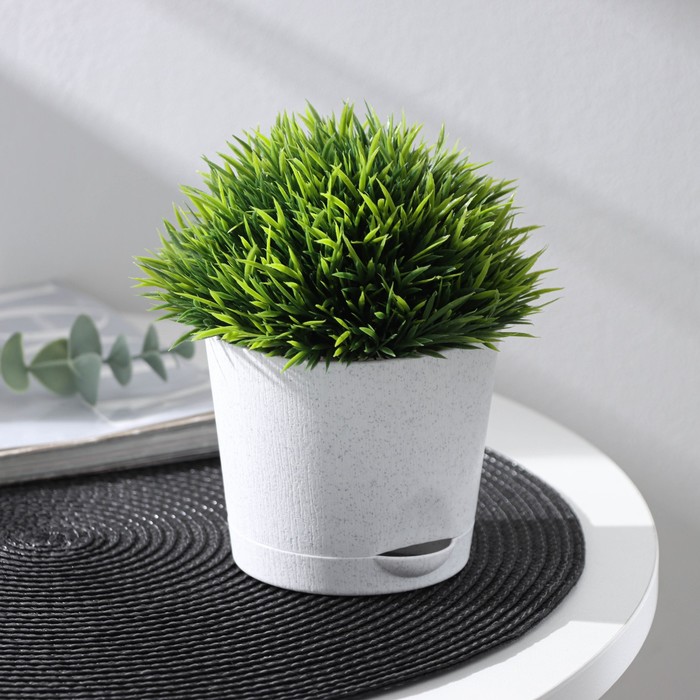 Горшок для цветов с прикорневым поливом «Альянс», 0.4 л, d=10 см, h=8.5 см, пластиковый, мрамор