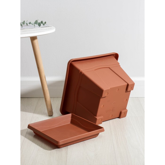 Горшок для цветов с поддоном «Квадро», 12.2 л, пластиковый, терракотовый