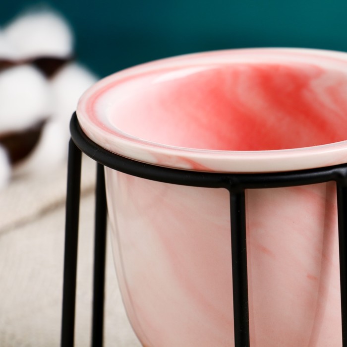 Горшок для цветов «Сосуд», 250 мл, 12×8.5 см, керамика, с поддоном, с подставкой, розовый