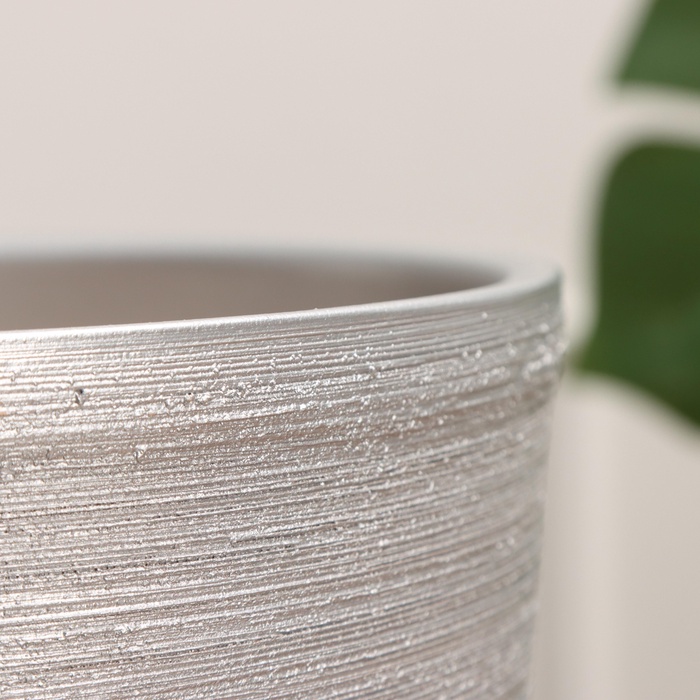 Горшок для цветов «Серебро», керамический, с поддоном, 8 л, серебристый