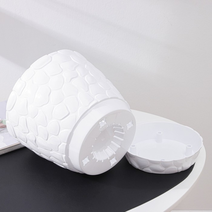 Горшок для цветов с поддоном «Камешки», 5 л, пластиковый, белый