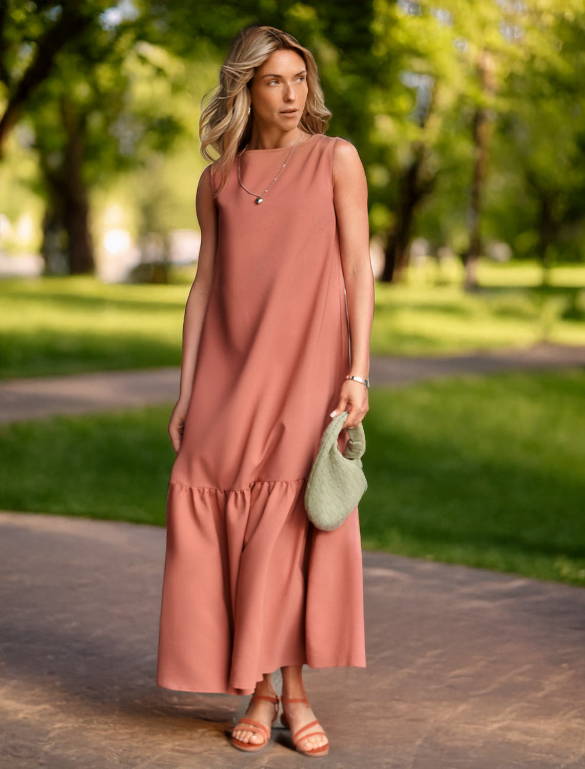 Платье из плотного лиоцелла D22.245 дымчато-коралловый