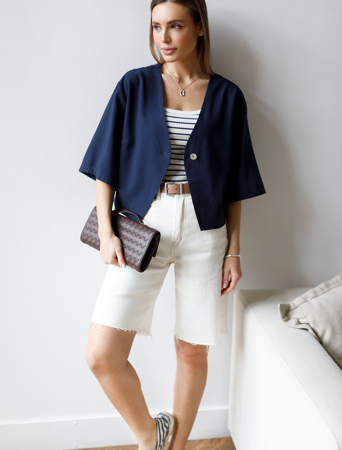 Блузка из плотного лиоцелла D29.266 темно-синий