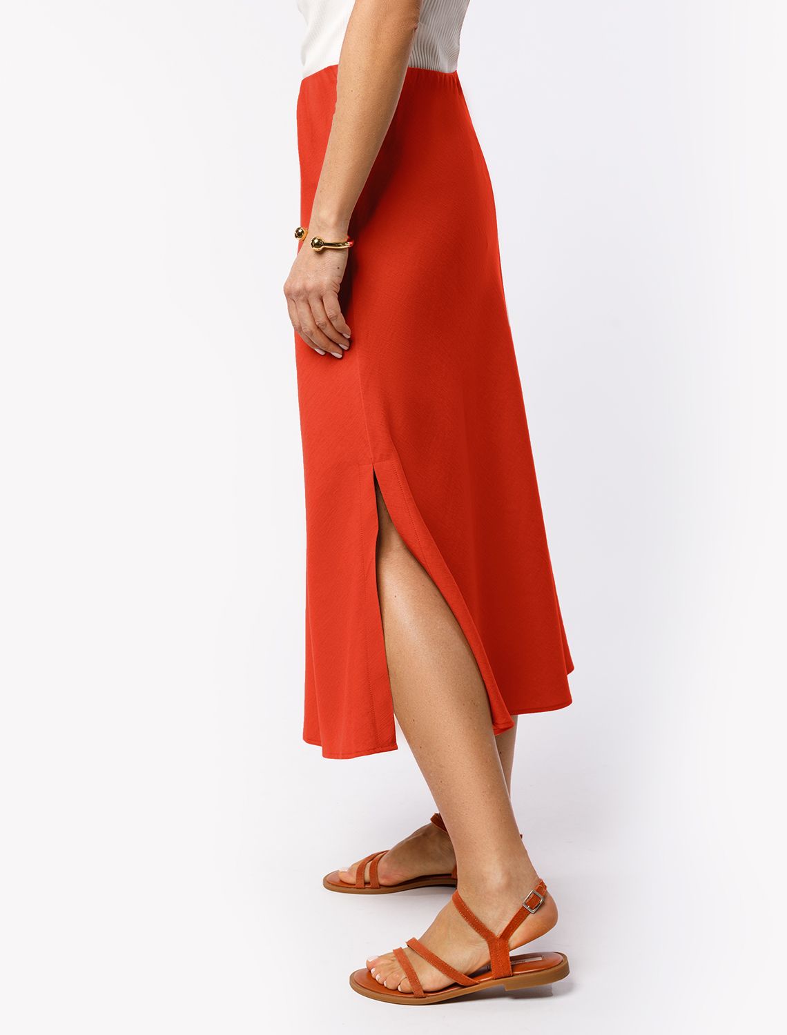 Юбка из плотного лиоцелла скроенная по косой D26.197 терракотовый