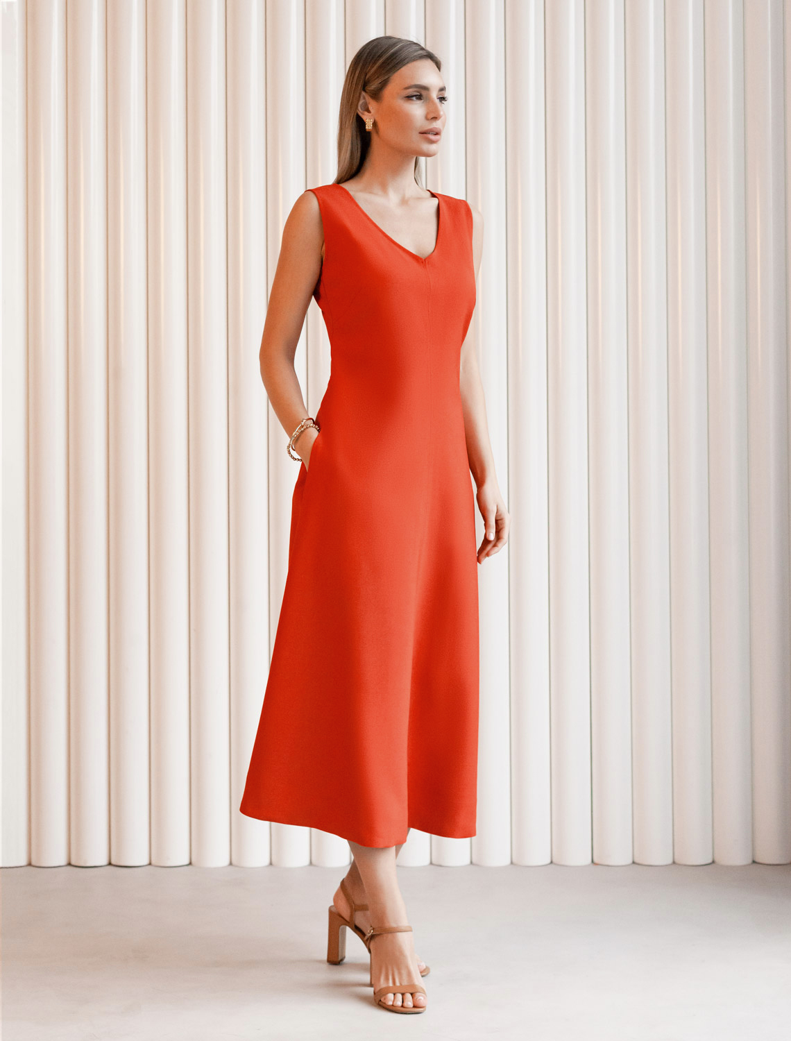 Платье из плотного лиоцелла D22.239 терракотовый