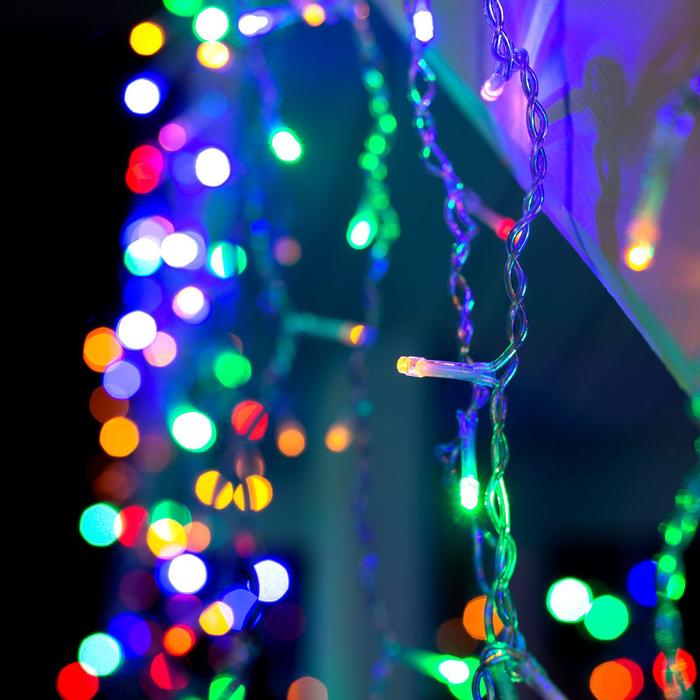 Гирлянда «Бахрома» 3 × 0.9 м, IP44, УМС, прозрачная нить, 232 LED, свечение мульти, 220 В
