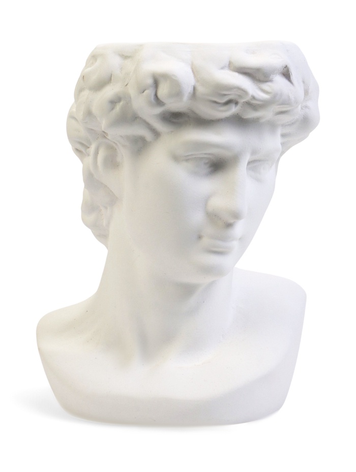 Фигурное кашпо для цветов «Голова Давида», 1.7 л, 16×12.7×23 см, керамика, белое