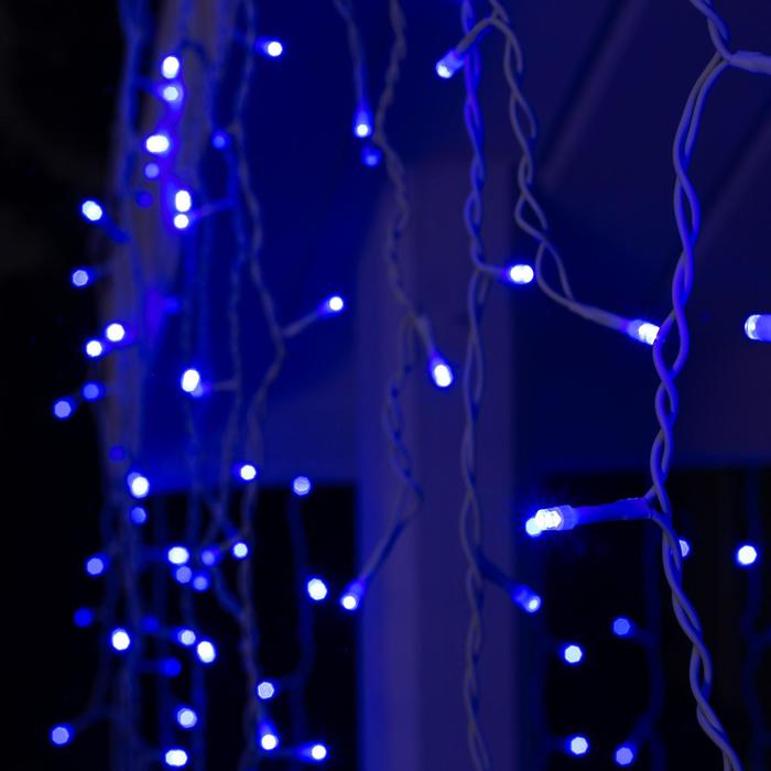 Гирлянда «Бахрома» 3 × 0.9 м, IP44, УМС, белая нить, 232 LED, свечение синее, 220 В