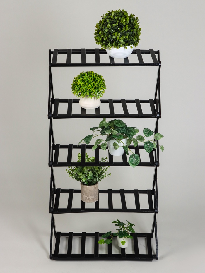 Подставка для цветов Greengo, 5 полок, 50×25×89 см, напольная, бамбук, чёрная