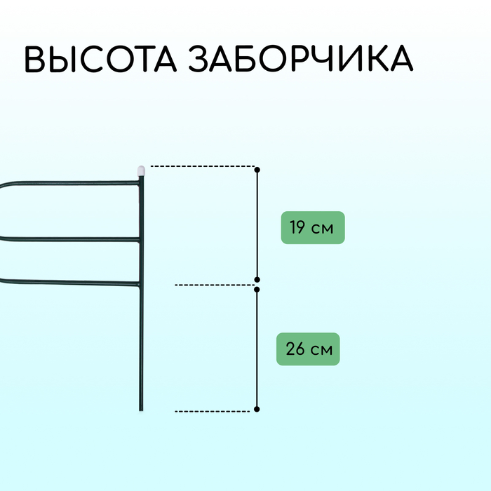 Ограждение декоративное, 45×335 см, 5 секций, металл, зелёное, «Ялиль»