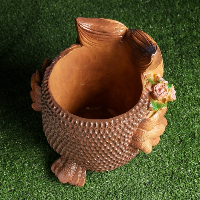 Декоративное кашпо для цветов «Сова», 2.8 л, 30×31×26 см, гипс, коричневое