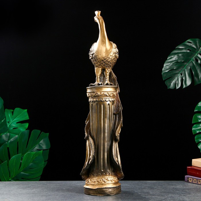 Колонна декоративная «Жар-птица», гипс, под чёрное золото, 66×20×20 см