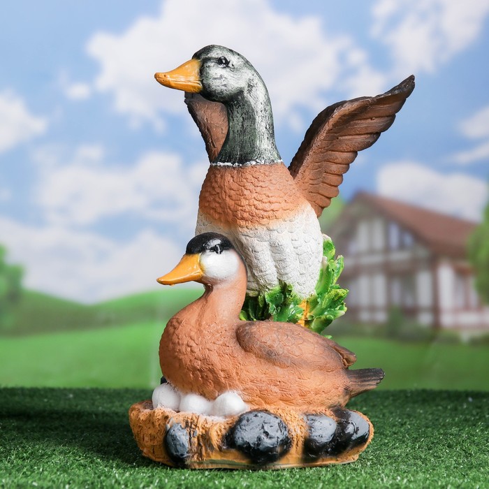 Садовая фигура из полистоуна «Утка с селезнем», 35 см