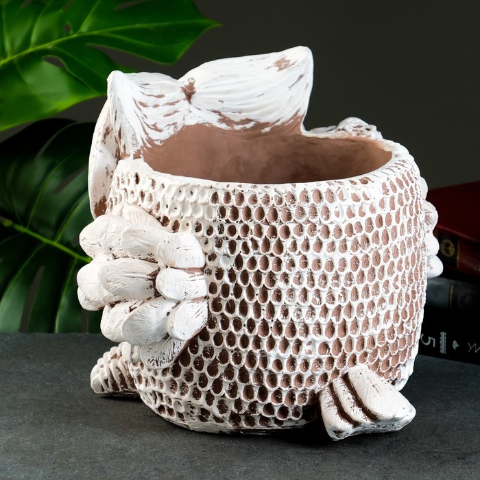 Фигурное кашпо «Сова», 2.6 л, 30×23×25 см, гипс, серое