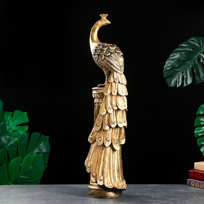 Колонна декоративная «Жар-птица», гипс, под чёрное золото, 66×20×20 см