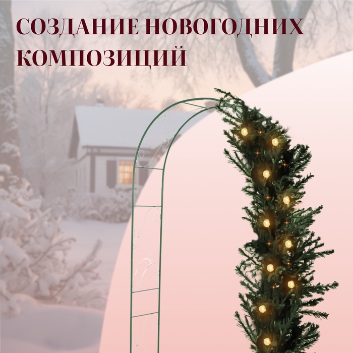 Арка садовая, 240×120×36 см, для вьющихся растений, металлическая, зелёная, «Вьюнок»