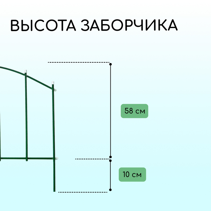 Ограждение декоративное, 68×410 см, 5 секций, металл, зелёное, «Вертикаль»