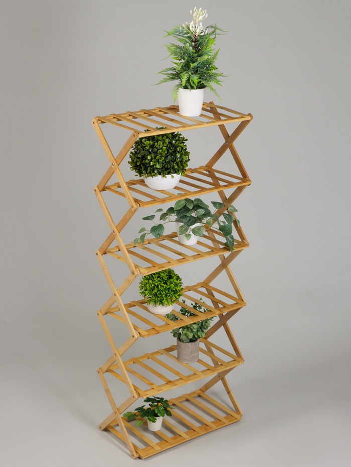 Подставка для цветов Greengo, 6 полок, 50×25×110 см, напольная, бамбук