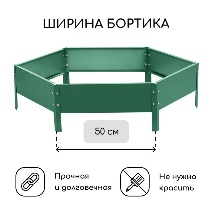 Клумба оцинкованная, d=100 см, высота бортика 15 см, зелёная, Greengo