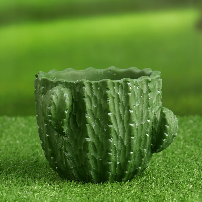 Фигурное кашпо для цветов «Кактус», 400 мл, 13×10.4×9.4 см, керамическое, зелёное, Greengo