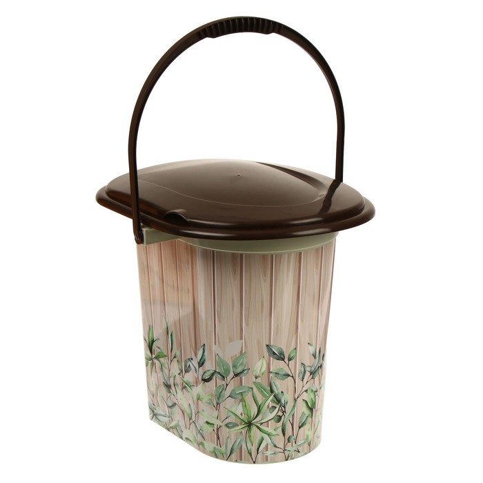 Ведро-туалет, h=38 см, 17 л, съёмный стульчак, бежевое, крышка МИКС