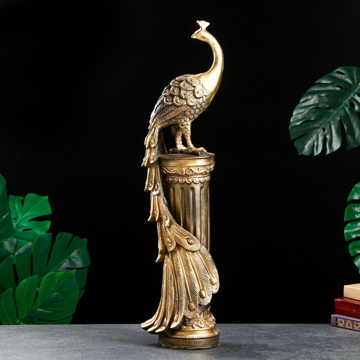 Колонна декоративная «Жар-птица», гипс, под чёрное золото, 66×20×20 см