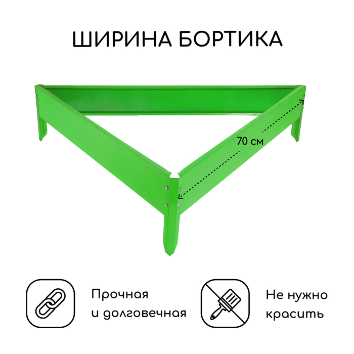 Клумба оцинкованная, 70×15 см, ярко–зелёная, «Терция», Greengo