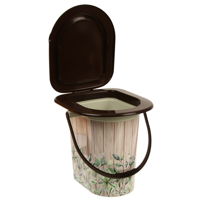 Ведро-туалет, h=38 см, 17 л, съёмный стульчак, бежевое, крышка МИКС