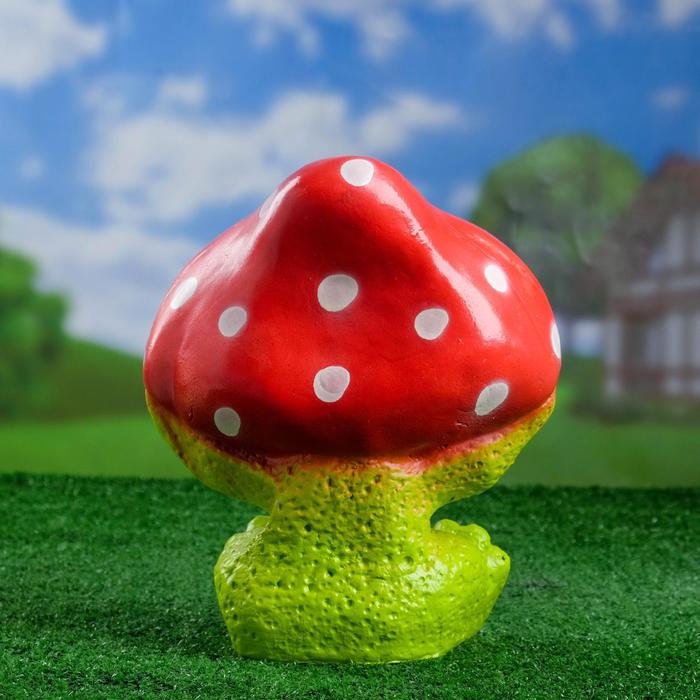 Садовая фигура из гипса «Лягушка улыбка под мухомором», 27.5×12×23.5 см