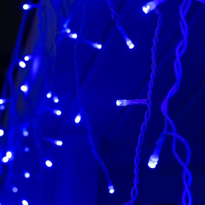 Гирлянда «Бахрома» 3 × 0.6 м, IP44, УМС, белая нить, 160 LED, свечение синее, 220 В